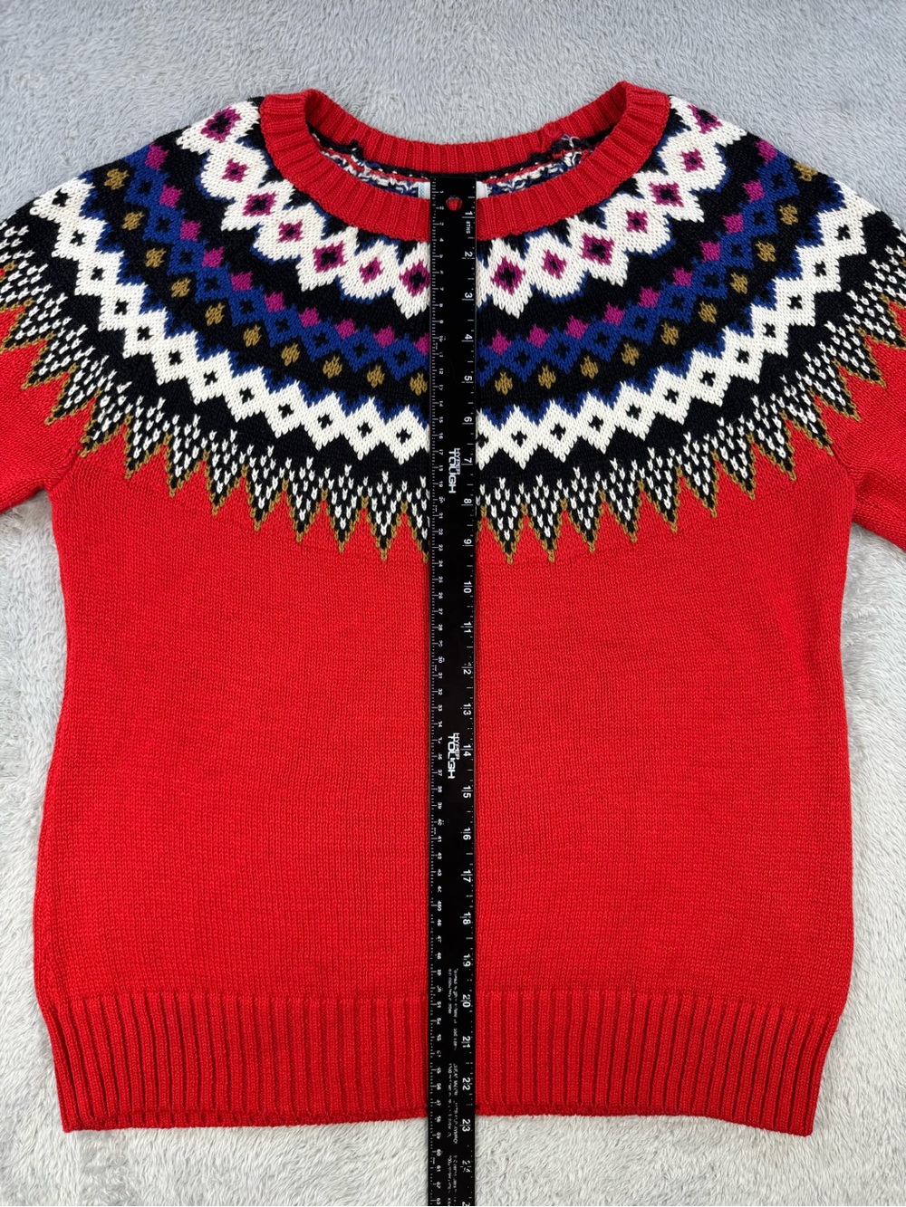 Old Navy Red Fair Isle Nordic Holiday Sweater Women’s L - Picture 10 of 10